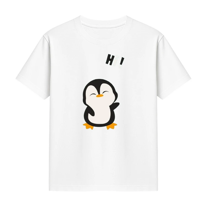 تی‌شرت آستین کوتاه دخترانه مدل پنگوئن کد p1 