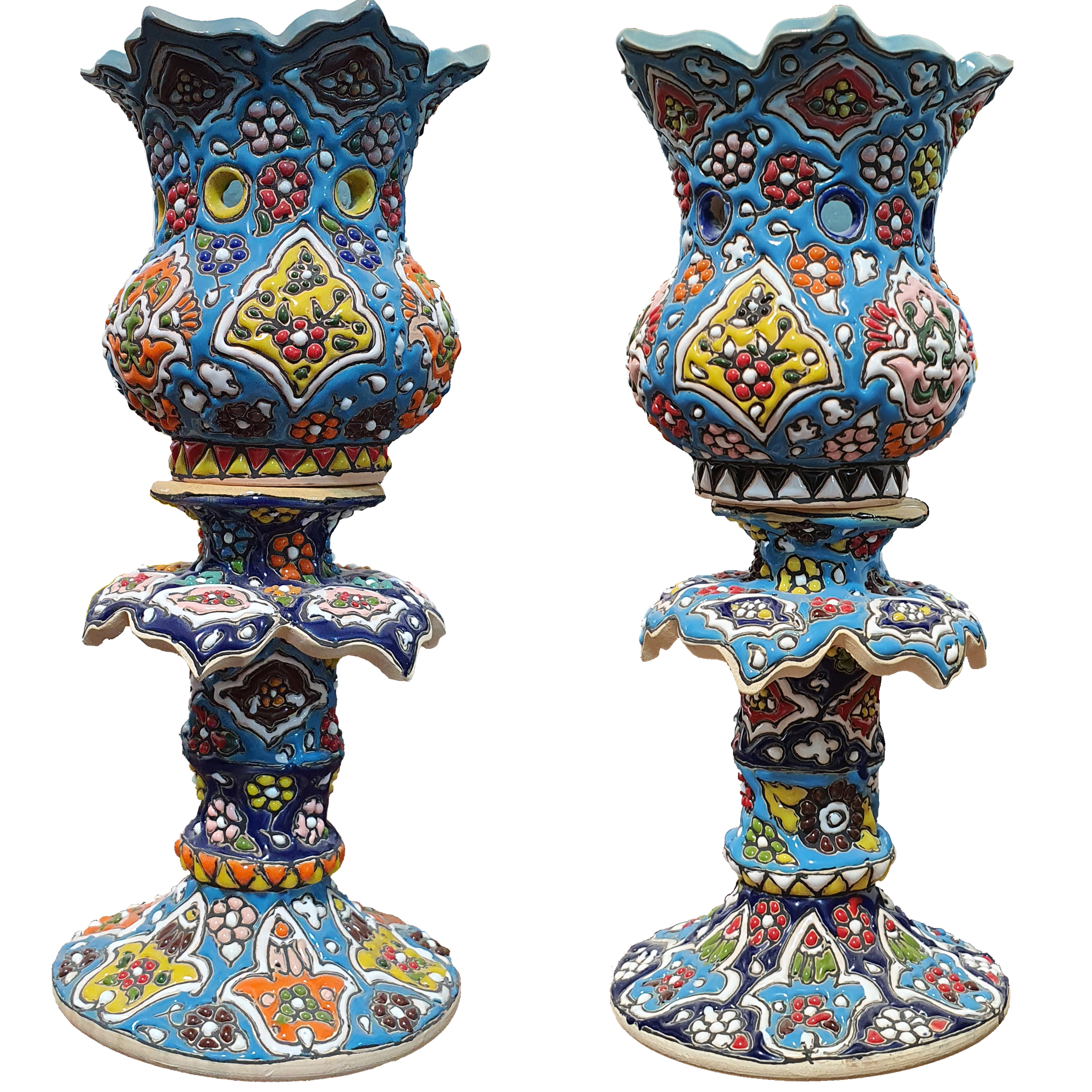 شمعدان میناکاری مدل گلستان کد 3323628 بسته 2 عددی