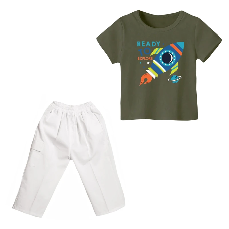 ست تی شرت و شلوارک پسرانه مدل فضانورد کد 15
