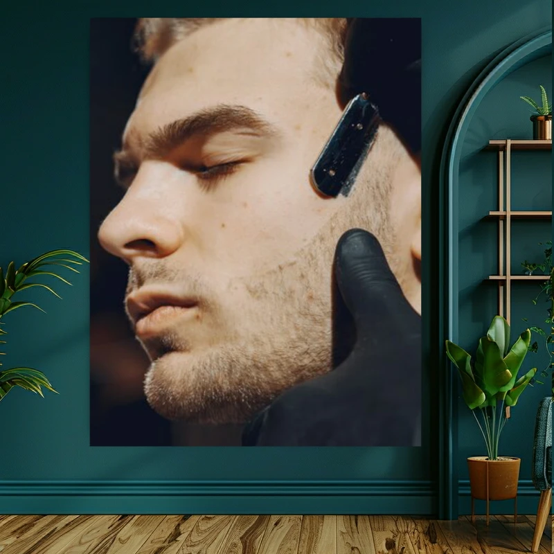  پوستر طرح مخمل آرایشگاه مردانه مدل اصلاح صورت کد FP104842