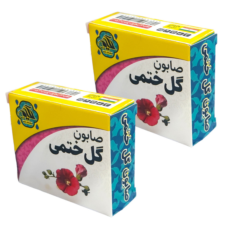 صابون شستشو گیاهستان حکیم مدل گل ختمی وزن 70 گرم بسته دو عددی