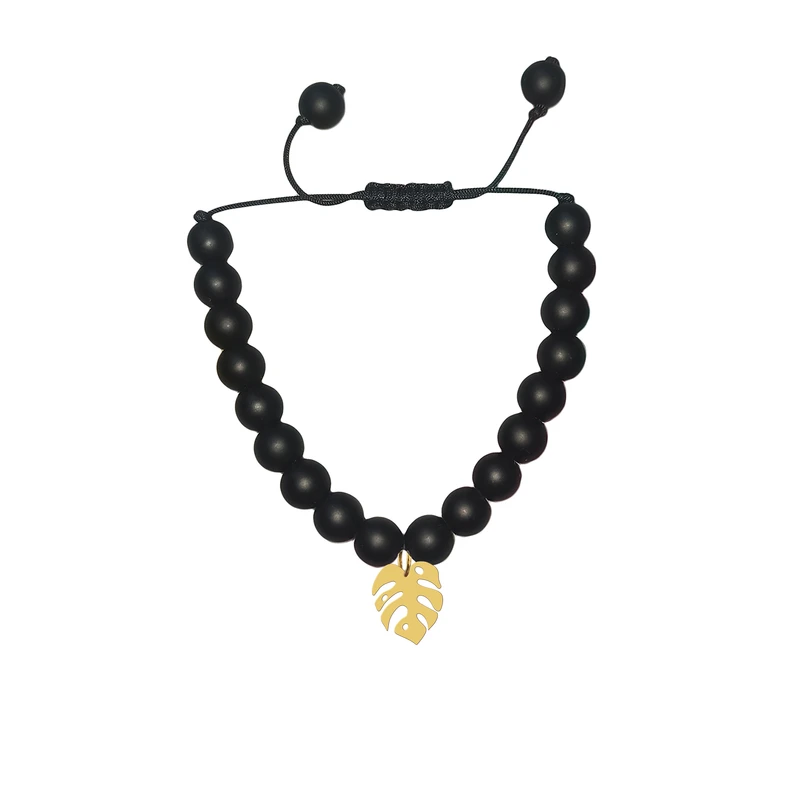 دستبند مهره ای زنانه هایکا مدل برگ کد bd.h 227