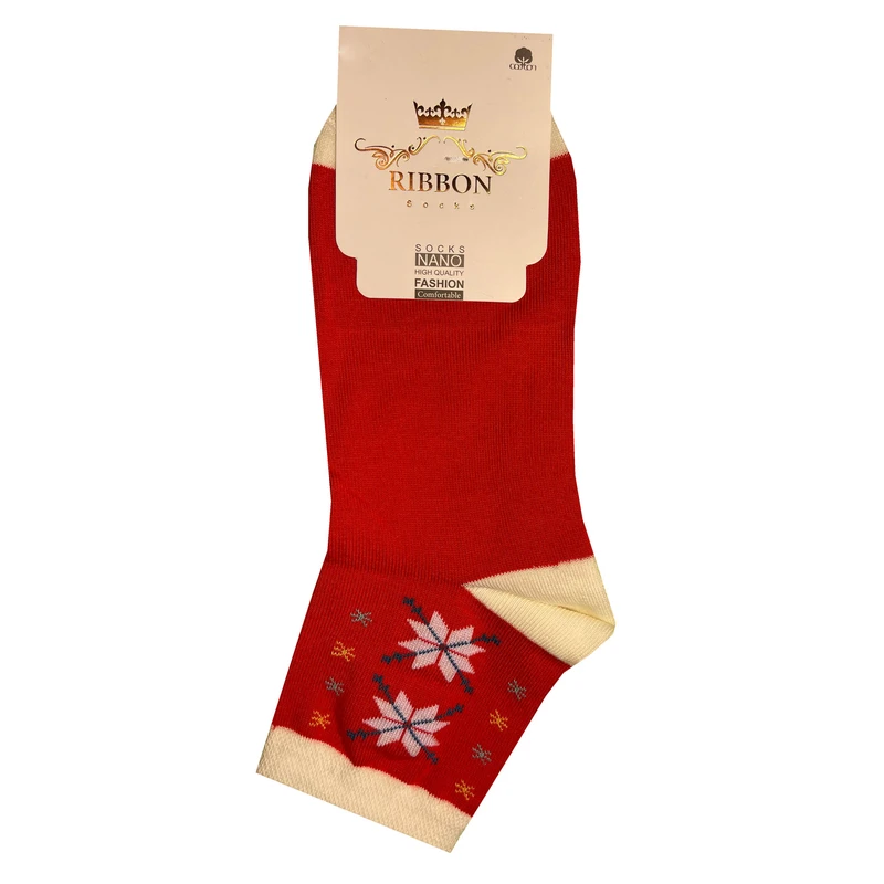 جوراب ساق کوتاه زنانه مدل زمستانی طرح دانه های برف کد 0024