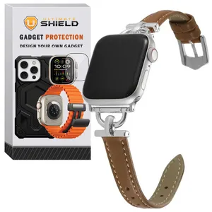 Ultimate Shield band model ThinD Leather suitable for Apple watch Series Se/1/2/3/4/5/6/7/8/9 size 42/44/45mm