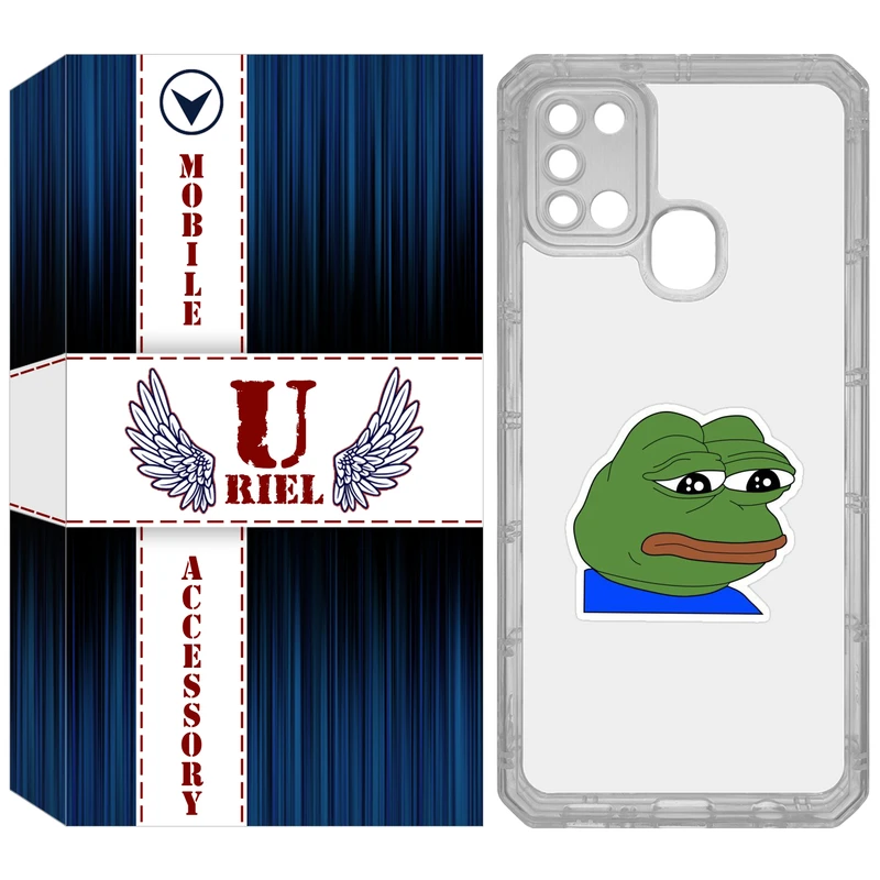 کاور یوریل قاب مدل Clear کد 86 طرح قورباغه غمگین مناسب برای گوشی موبایل سامسونگ Galaxy A21S