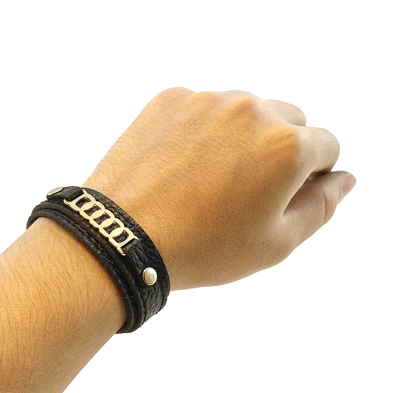 دستبند مردانه کارگاه چرم مدل حلقه کد 06