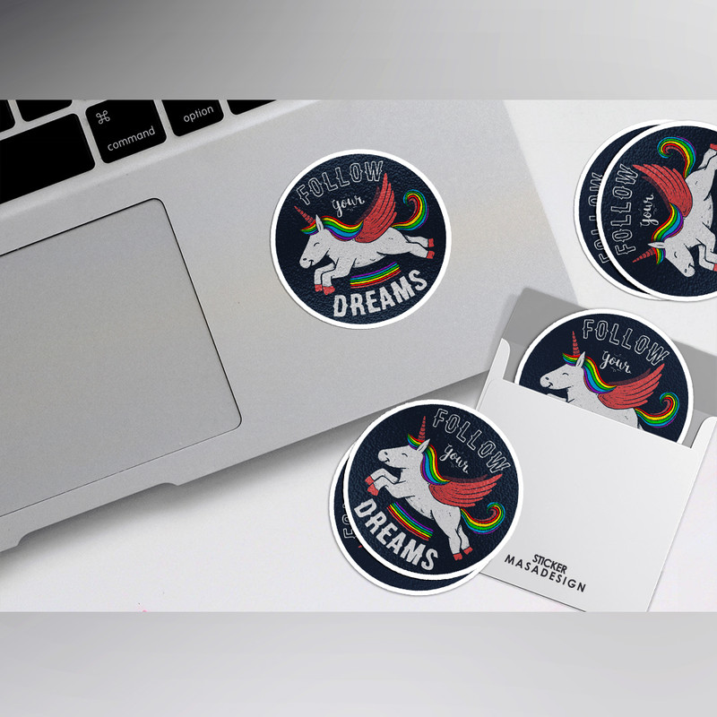 استیکر لپ تاپ ماسا دیزاین طرح unicorn مدل STK947
