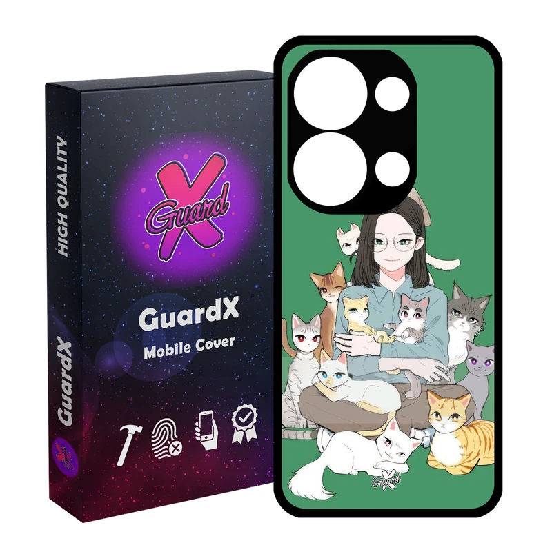 کاور گارد ایکس طرح زن و گربه مدل Glass10676 مناسب برای گوشی موبایل شیائومی Redmi Note 13 Pro 4G / Poco M6 Pro 4G