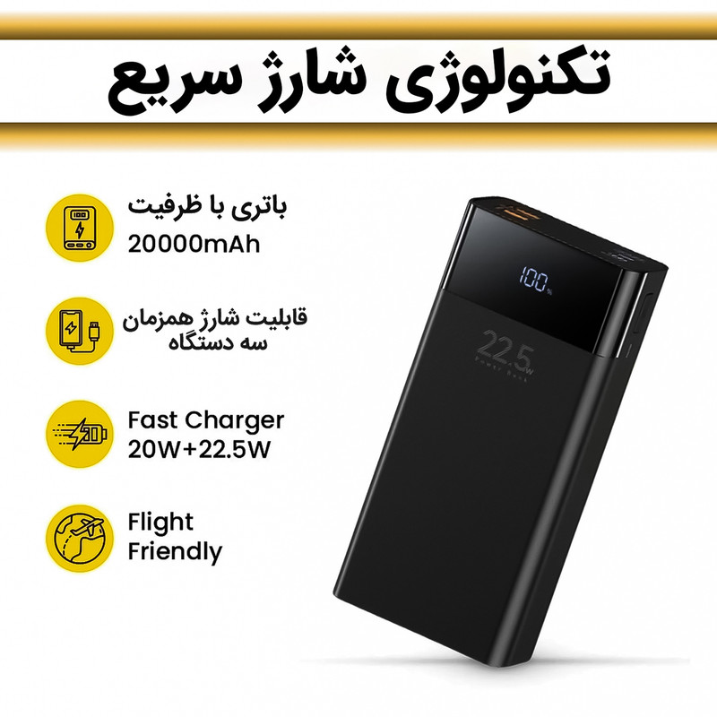 پاوربانک ریمکس مدل RPP-672 ظرفیت 20000 میلی آمپر ساعت