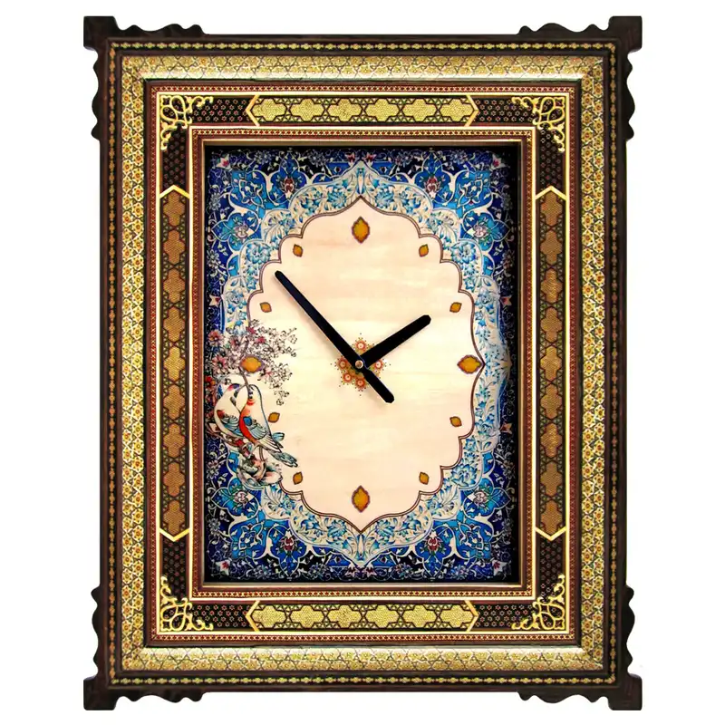 ساعت دیواری خاتم کاری طرح نقاشی تذهیب کد 50x60