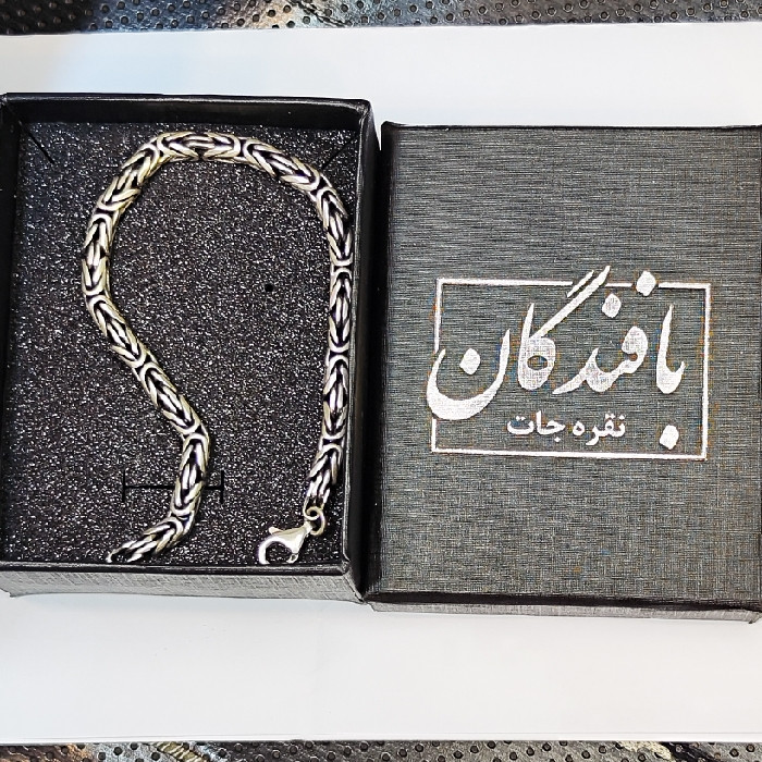 دستبند نقره مردانه مدل نقره جات بافندگان کد 3550