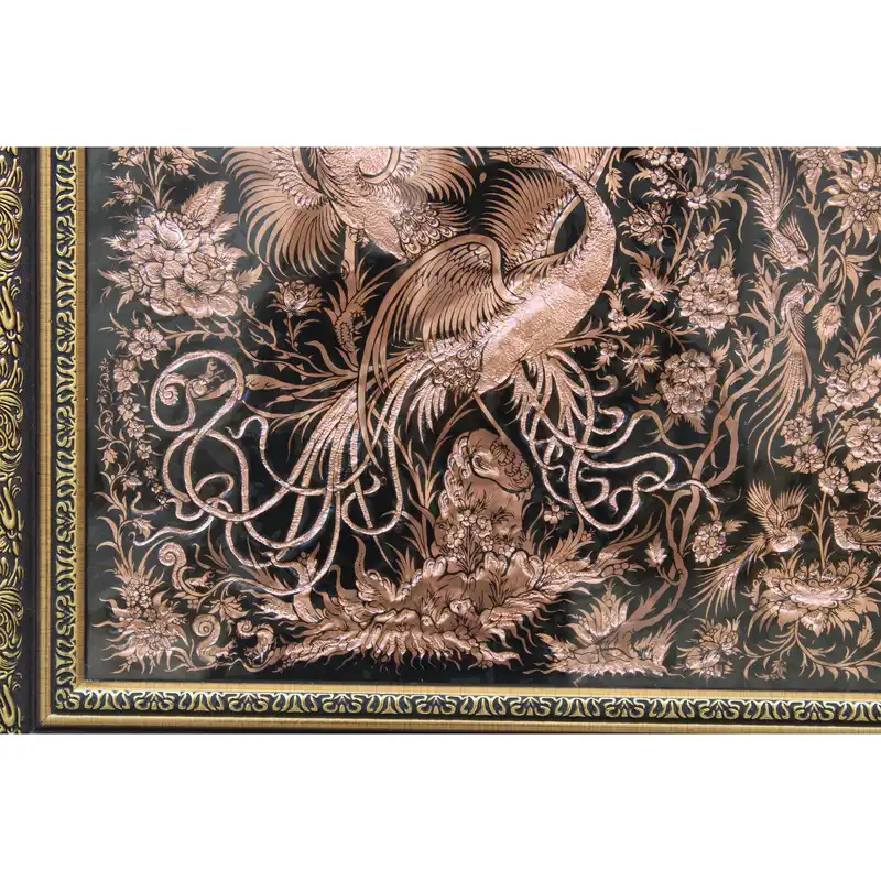 تابلو قلمزنی مدل گل و مرغ کد b102