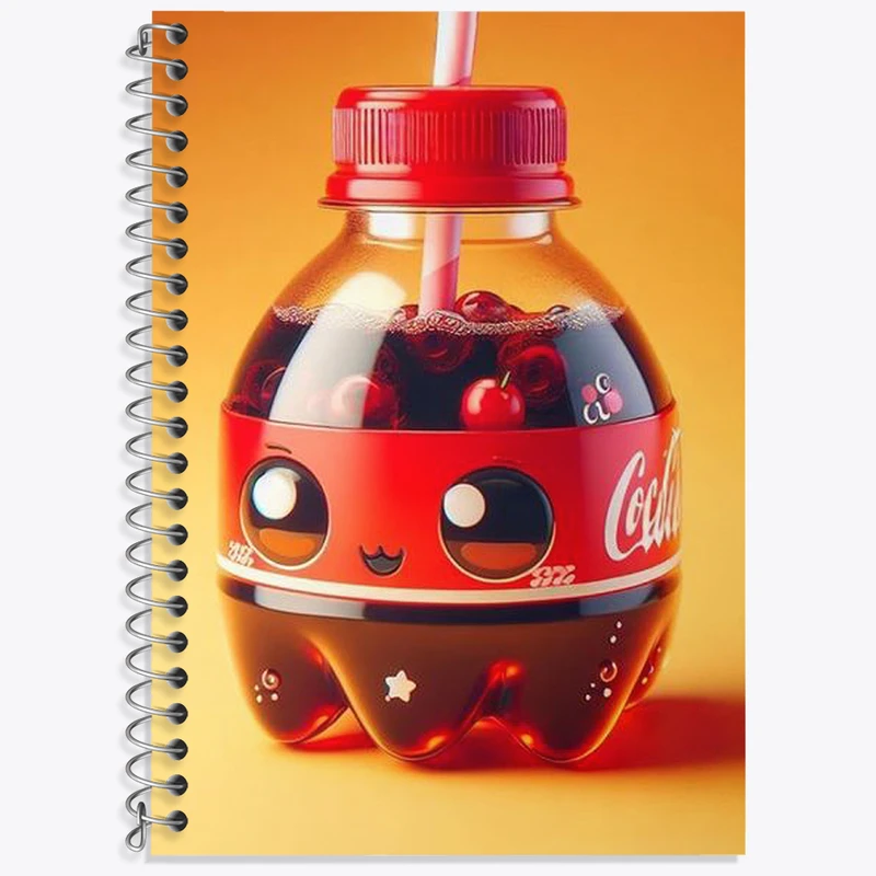 دفتر زبان 50 برگ خندالو مدل دو خط طرح نوشابه کیوت کد N1751