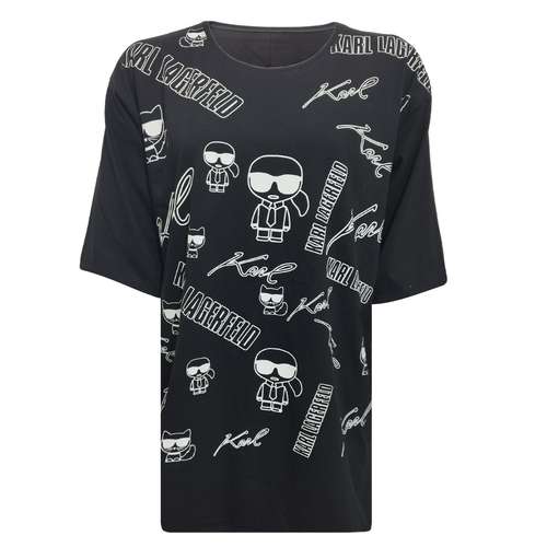 تی شرت لانگ  زنانه  مدل نخی لاک پشت زرنگ کد DKCOP 74 رنگ مشکی