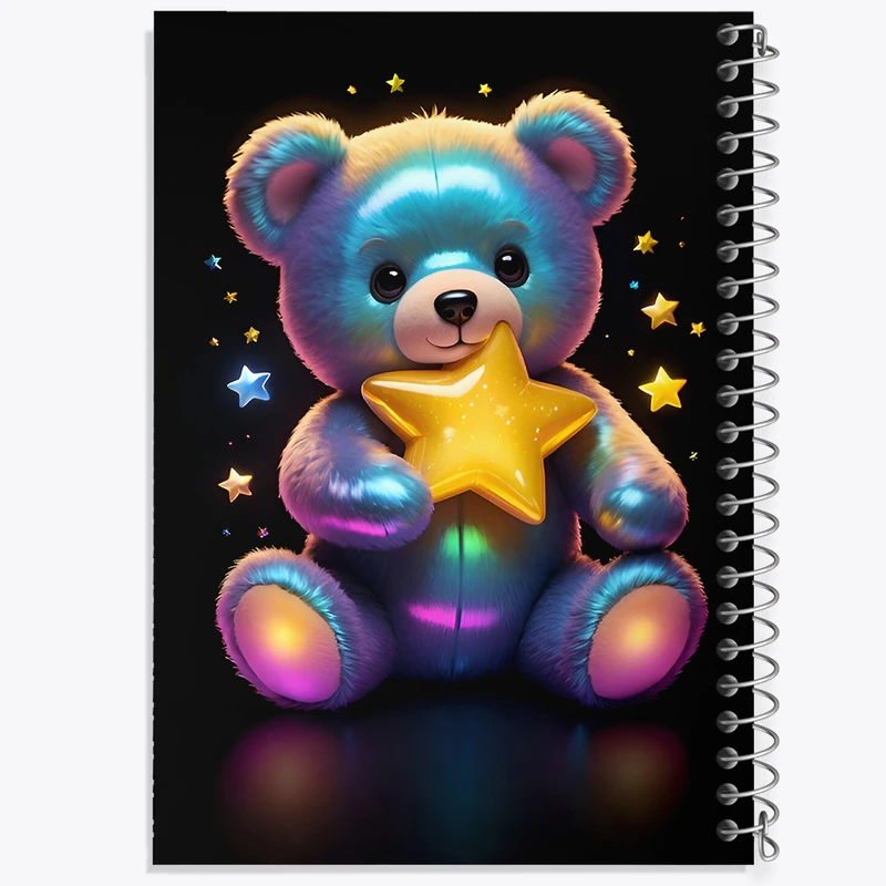 دفتر شطرنجی 50 برگ خندالو طرح خرس و ستاره ی کیوت کد F7056