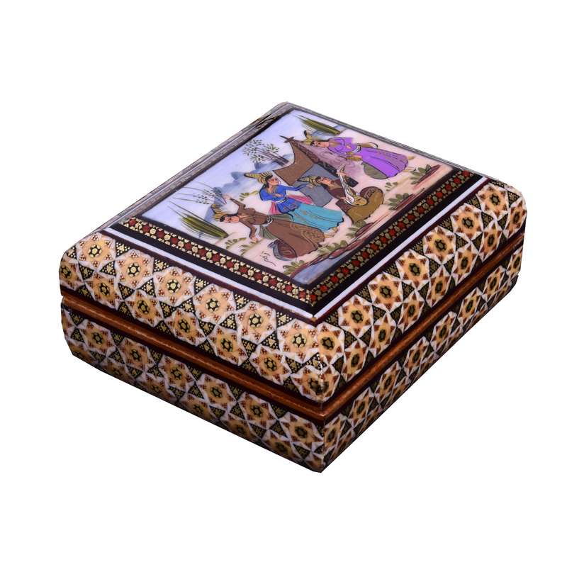 جعبه جواهرات خاتم کاری مدل مهرگان کد 12