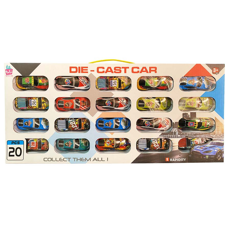 ماشین بازی مدل مسابقه ای DIE CAST CAR طرح گرافیکی کد 7A-9988 مجموعه 20 عددی