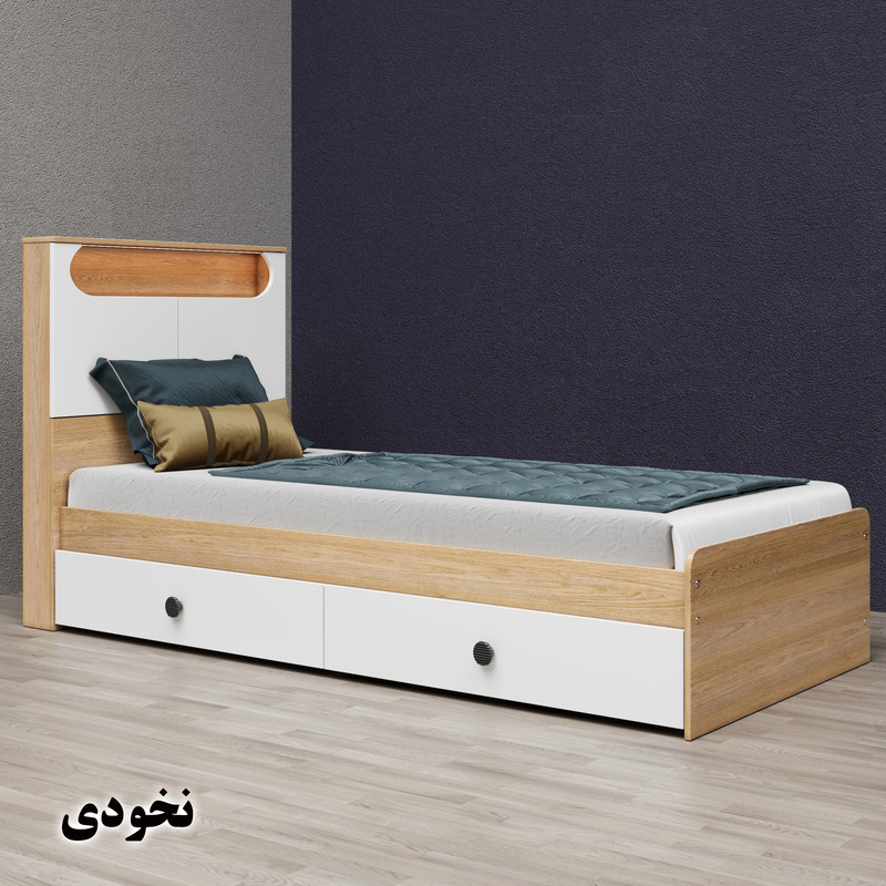 تخت خواب یک نفره وینه چوب مدل آرتا سایز 90x200 سانتی متر