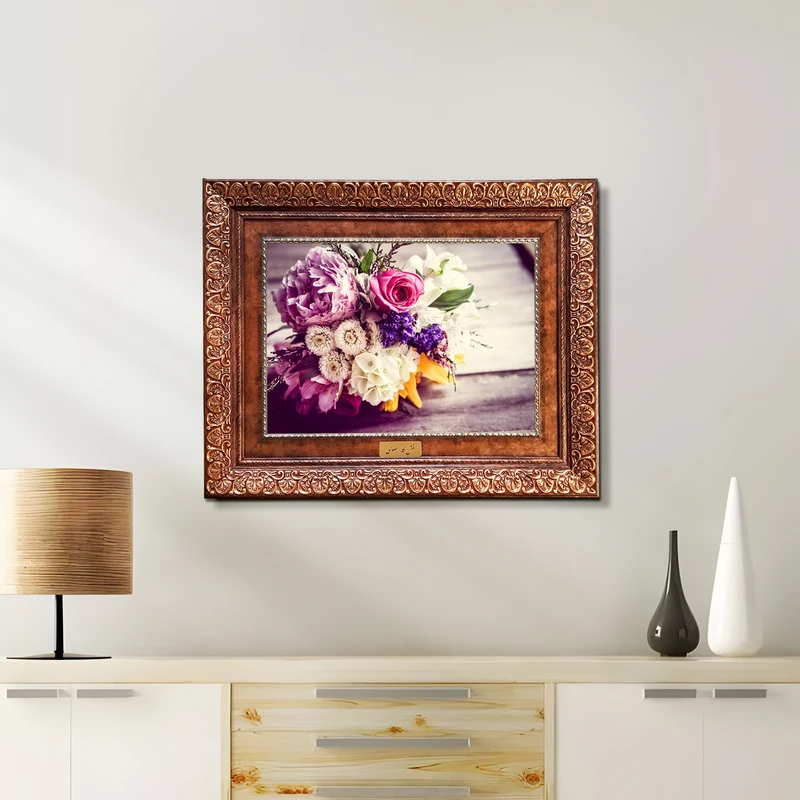 تابلو فرش ماشینی نقش نگار رضوی طرح گل کد 5860KP