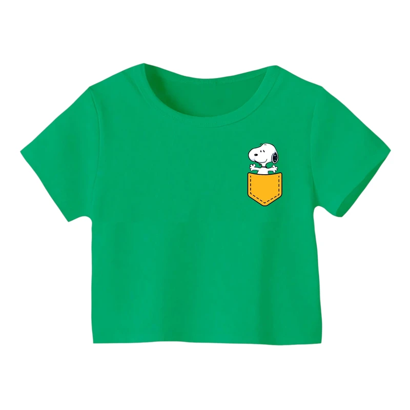 کراپ‌ تی‌شرت آستین کوتاه زنانه مدل اسنوپی کد 01 