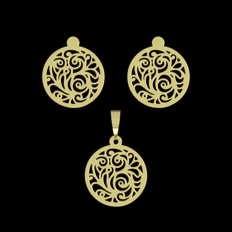 نیم ست طلا 18 عیار زنانه مدوپد مدل دایره اسلیمی کد NA11569