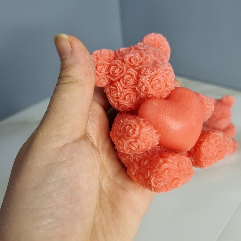 قالب شمع مدل ست کامل خرس تدی گل گلی مجموعه پنج عددی