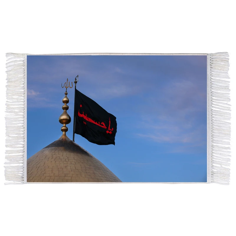 فرش ماشینی دیوارکوب اطلس آبی طرح گنبد حرم امام حسین مدل T2407 