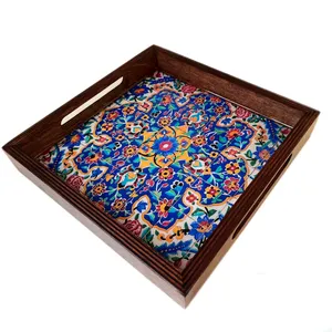 سینی دسته دار مدل اسلیمی کد 15 سایز 23×23 سانتی متر