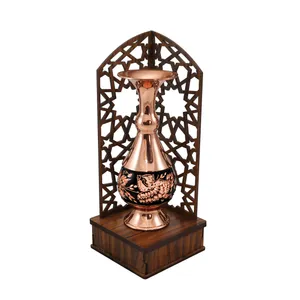 گلدان مسی صنایع دستی فاخر مدل الماس تراش طرح سنتی کد 15pack22half