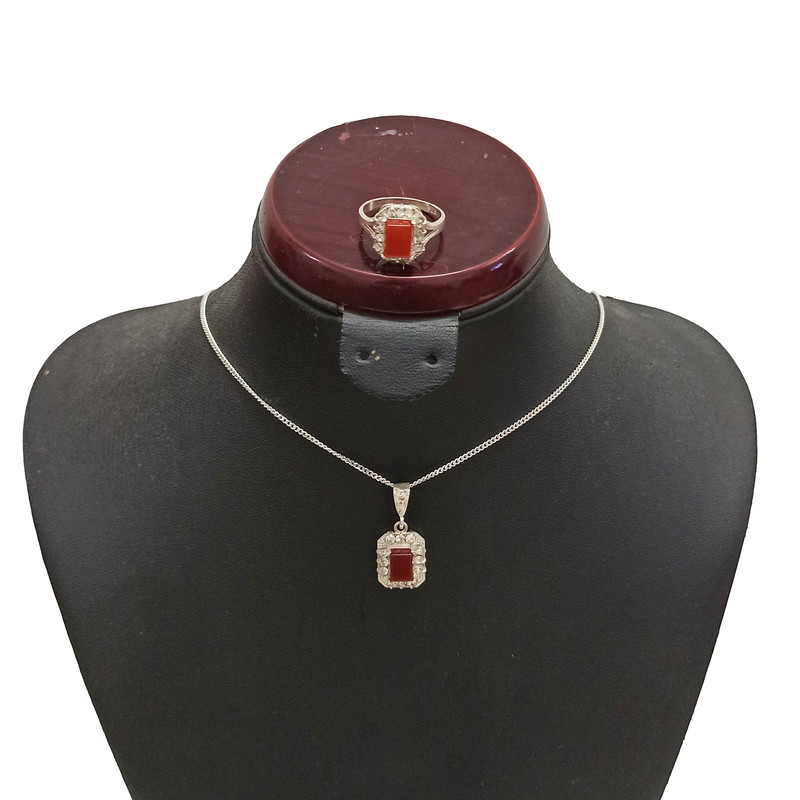 نیم ست نقره زنانه سلین کالا مدل عقیق کد ce-ag4