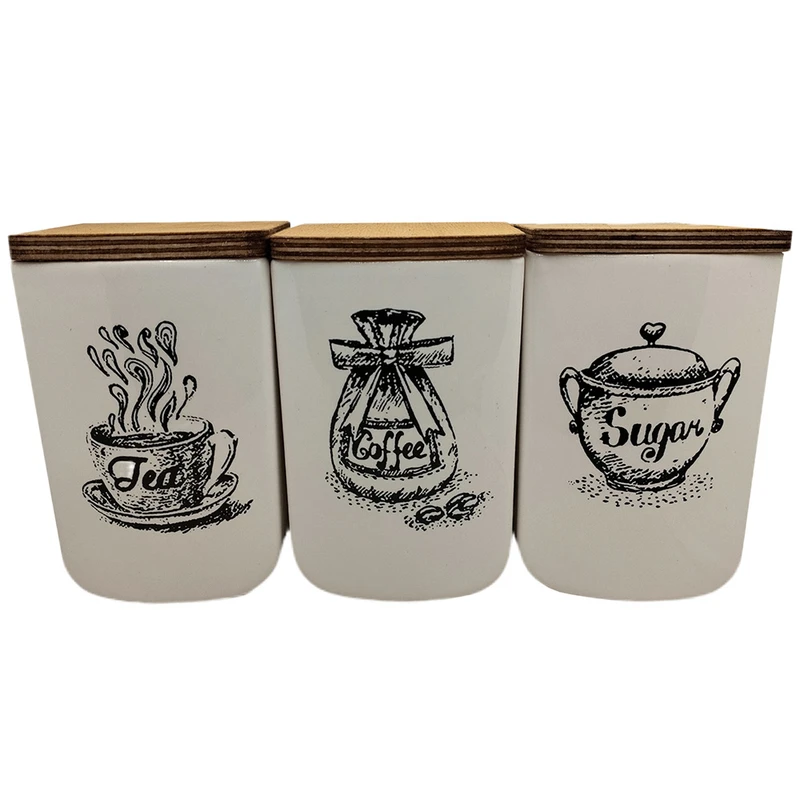 بانکه مدل پانیذ طرح چای و قهوه و شکر کد 025 مجموعه 3 عددی