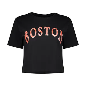 کراپ‌تاپ آستین کوتاه زنانه مدل boston رنگ مشکی