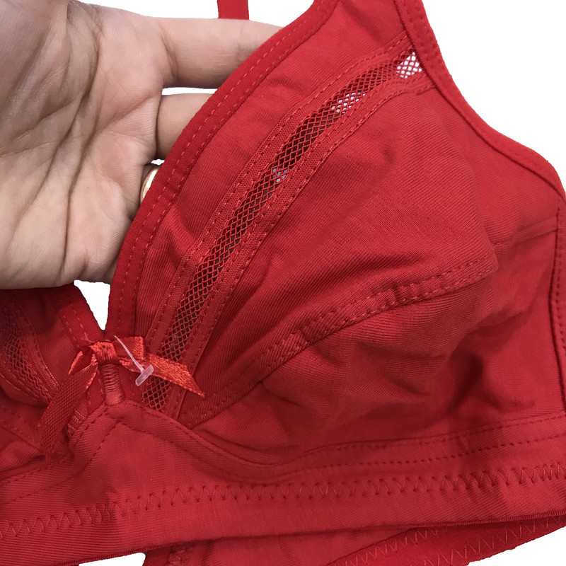 سوتین زنانه شارمین مدل نخی ژوردار کد 1111 رنگ قرمز