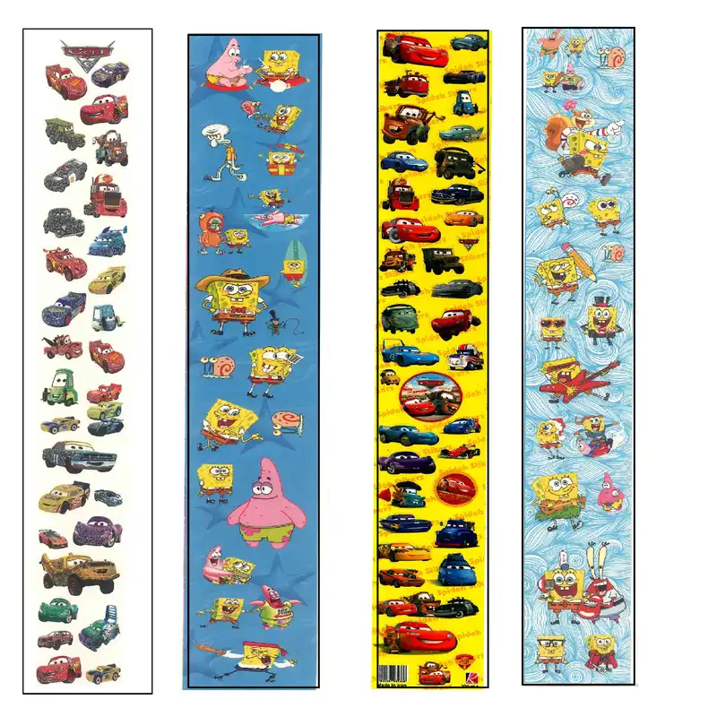 برچسب مدل کودک طرح باب اسفنجی و مک کوئین کد NGHE 005 بسته 4 عددی