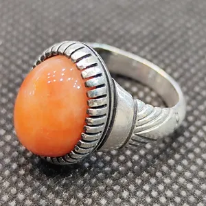 انگشتر نقره مردانه مدل سنگ در حسینی کد 528