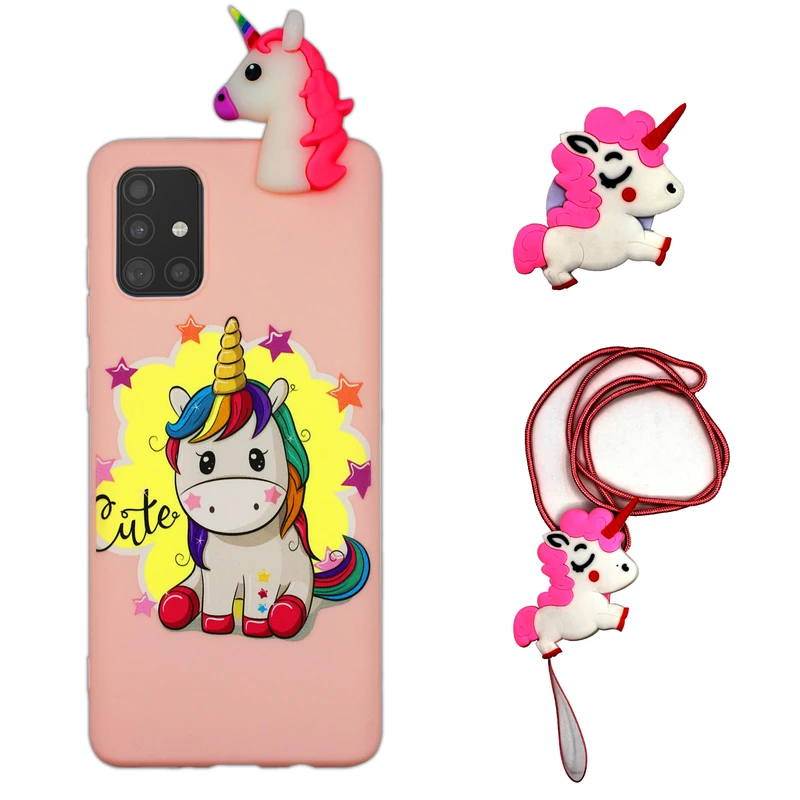 کاور مدل unikornneshasteh مناسب برای گوشی موبایل سامسونگ Galaxy A71 به همراه بند و پایه نگهدارنده
