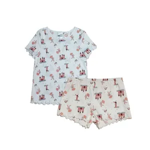 ست تی شرت آستین کوتاه و شلوارک دخترانه اچ اند ام مدل 3750