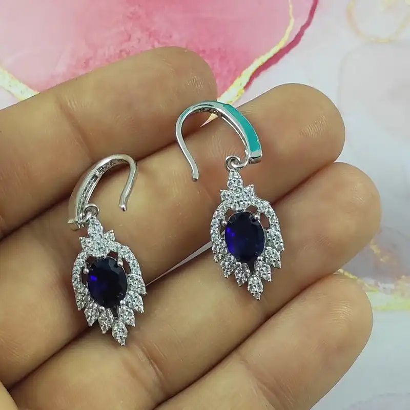 نیم ست نقره زنانه سلین کالا مدل یاقوت کبود کد Mps-4