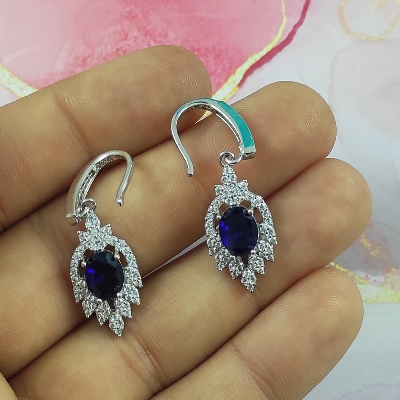 نیم ست نقره زنانه سلین کالا مدل یاقوت کبود کد Mps-4