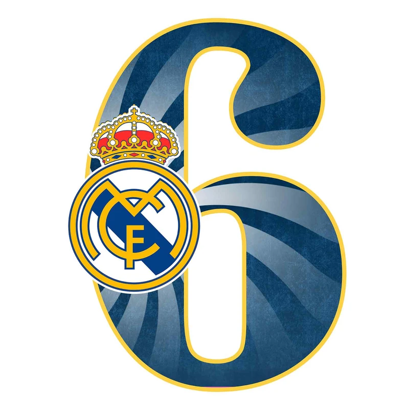    استند رومیزی تولد مدل عدد 6 طرح رئال مادرید کد 736