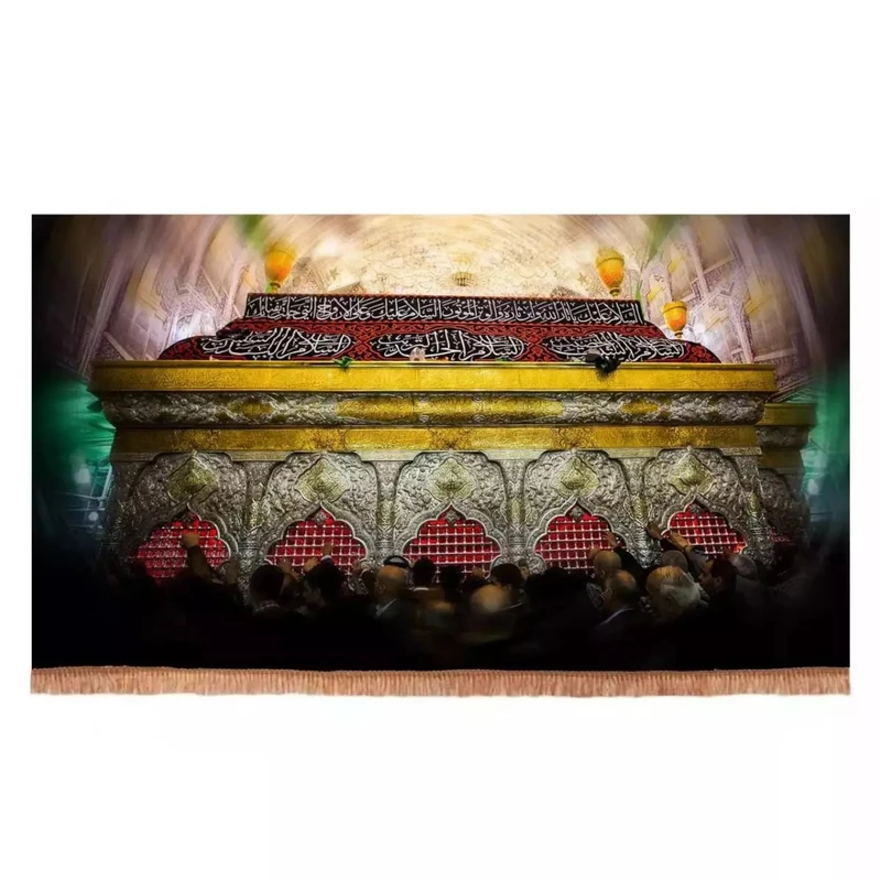 پرچم خدمتگزاران مدل کتیبه مذهبی طرح ضریح شش گوشه اباعبدالله الحسین علیه السلام کد 40002949