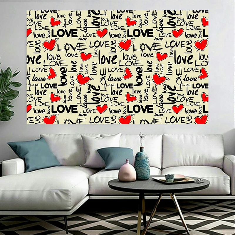 پوستر پارچه ای مدل چرم مخمل طرح LOVE قلب کد AR3930