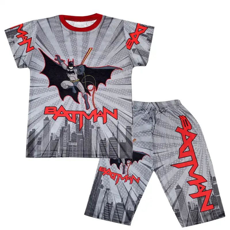 ست تی شرت و شلوارک پسرانه مدل بتمن کد 446