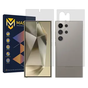 Master Resistant model transparent screen protector suitable for Samsung Galaxy S24 Ultra mobile phone along with the back protector