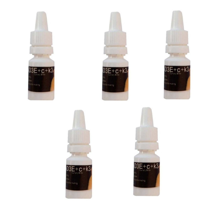 ویتامین پرندگان زینتی AD3E+c+k3 مدل باروری کد 5ML حجم 5 میلی لیتر مجموعه 5 عددی