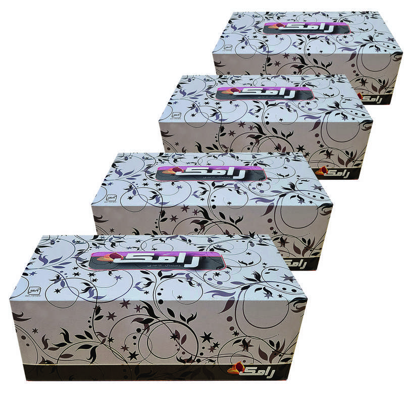 دستمال کاغذی 300 برگ رامک مدل جعبه ایی مجموعه 4 عددی