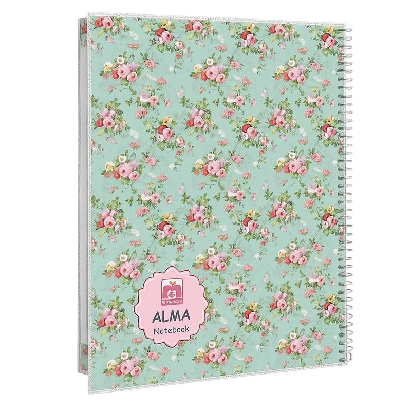 دفتر مشق 100 برگ آلما طرح گلدار مدل طلقی کد 7196