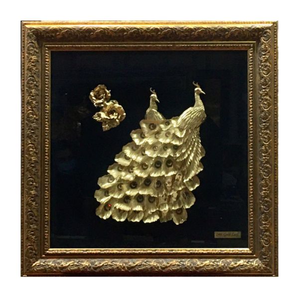 تابلو طلاکوب طرح طاووس دو سر دو گل کد 8080 تابلو طلاکوب طرح طاووس دو سر دو گل کد 8080