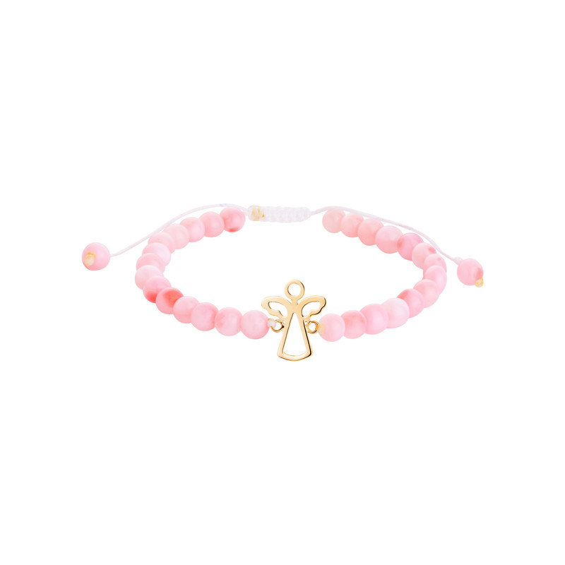 دستبند طلا 18 عیار دخترانه با بند مهره‌ای گالری شیدا مجد مدل فرشته