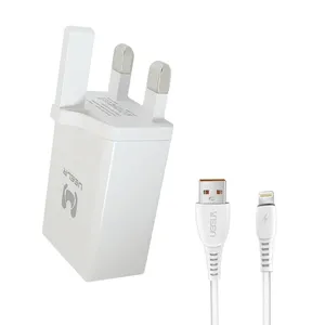 شارژر دیواری 12 وات یولر مدل DT07B-P به همراه کابل تبدیل USB به لایتنینگ